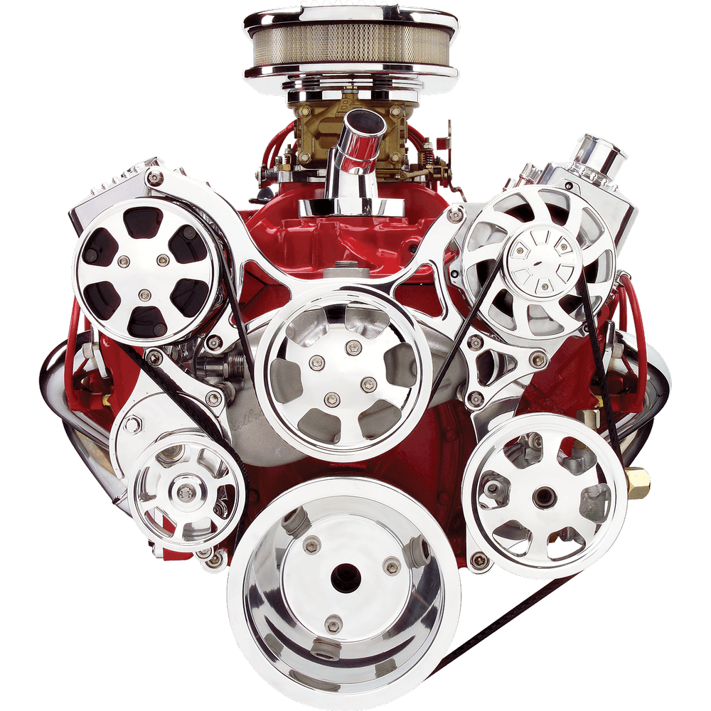 Billet Specialties, GM SBC Tru Tac Serpentine, AC, PS, polished