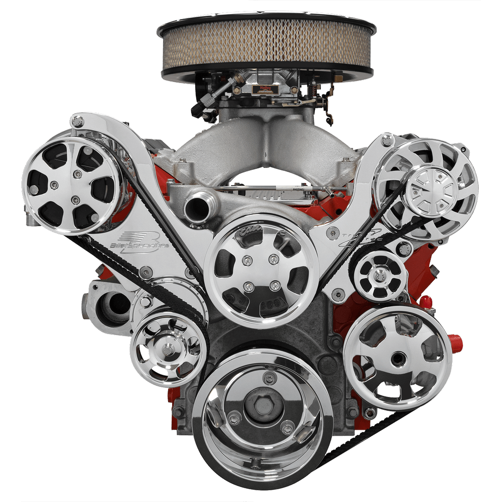 Billet Specialties, GM LS Tru Trac Serpentine, AC, PS, polished