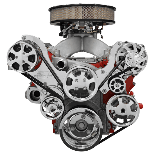 Billet Specialties, GM LS Tru Trac Serpentine, AC, PS, polished