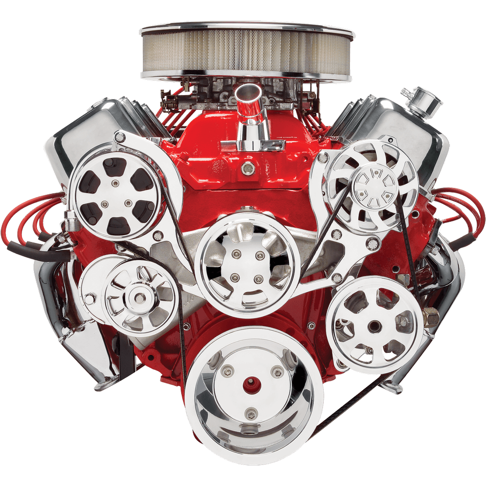 Billet Specialties, GM BBC Tru Trac Serpentine, AC, PS, polished
