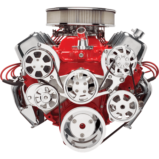 Billet Specialties, GM BBC Tru Trac Serpentine, AC, PS, polished