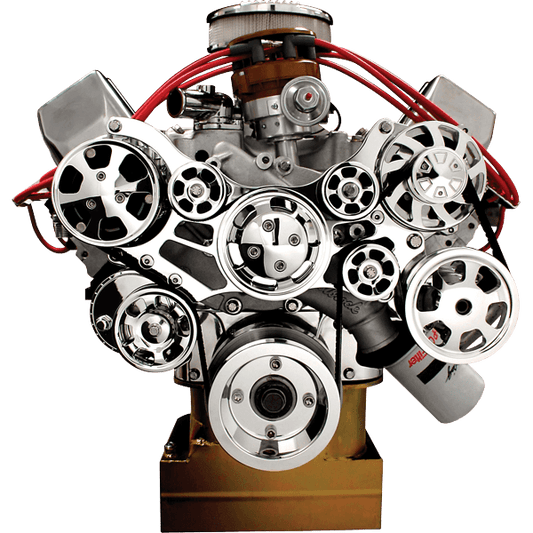 Billet Specialties, Ford BBF Tru Trac serpentine, AC, PS, polsihed