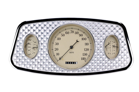 Car dashboardometer with speedometer and temperature gauge on a white background