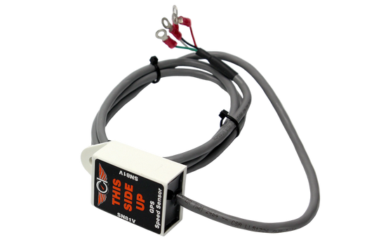 GPS speed sensor with wiring on a white background