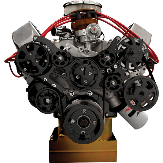 Billet Specialties, Ford BBF Tru Trac serpentine, AC, PS, black anodized